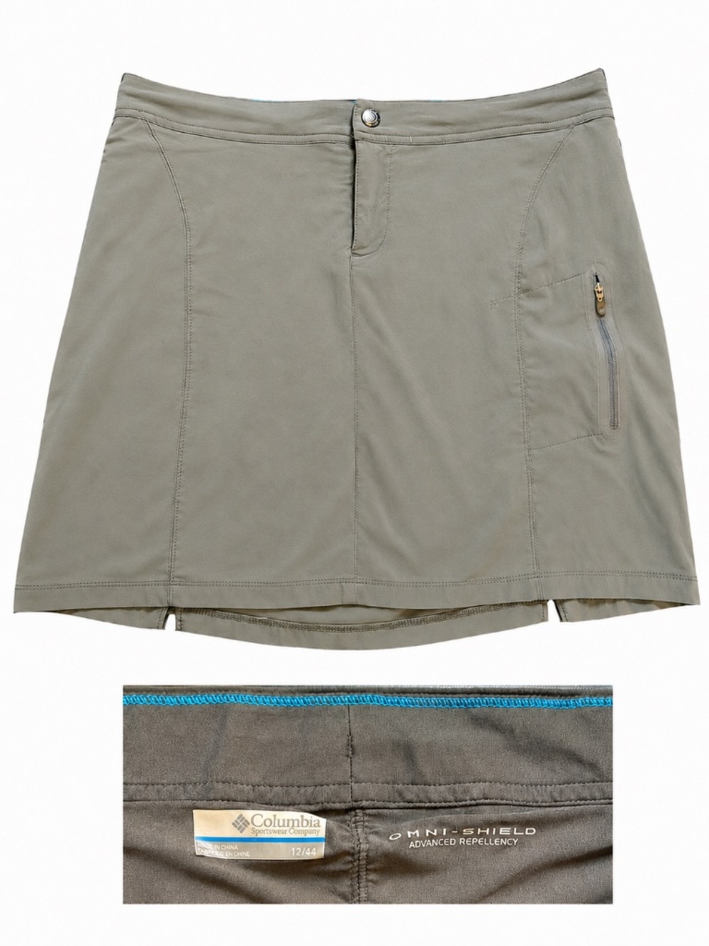 Columbia Omni-Shield Gray Olive Active Hiking Skort Size 12